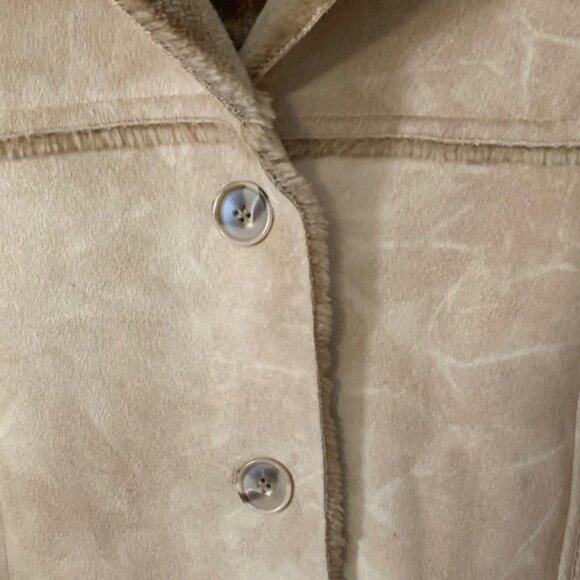 Women's Tan Faux Fur Suede Lined Jacket - Picture 3 of 9